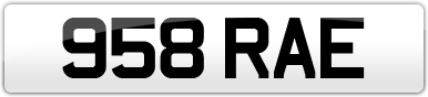Plate image for registration plate 958RAE