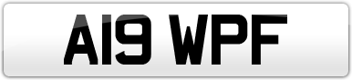 Plate image for registration plate A19WPF