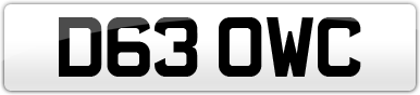 Plate image for registration plate D63OWC