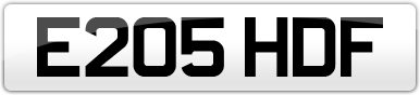 Plate image for registration plate E205HDF