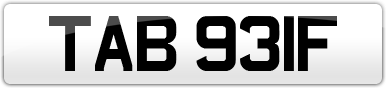 Plate image for registration plate TAB931F