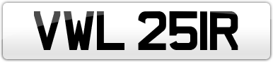 Plate image for registration plate VWL251R